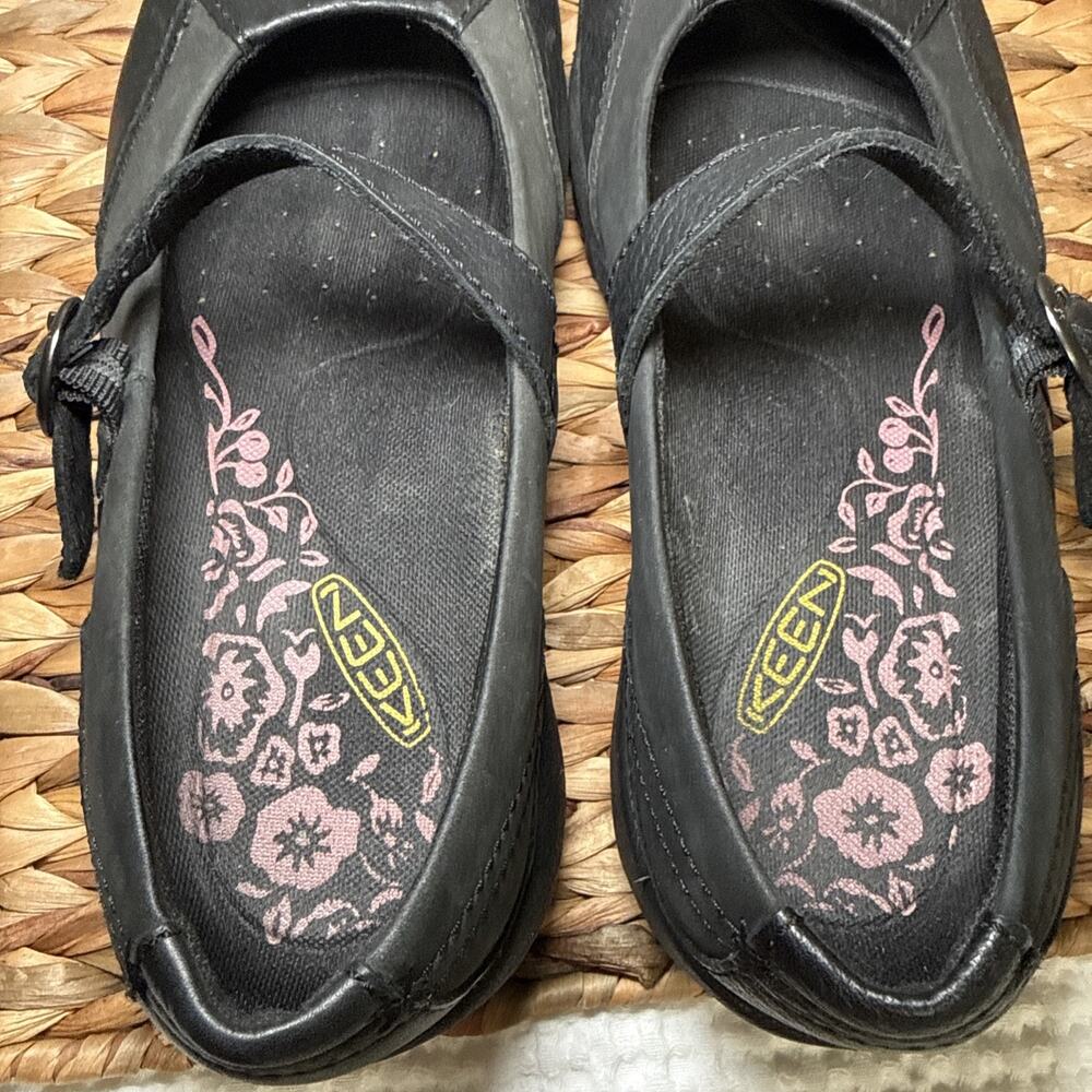 Keen Womens Black Leather Strap Clog Mary Jane Shoes Sz US 9 EU 39.5 Comfort - Picture 6 of 13